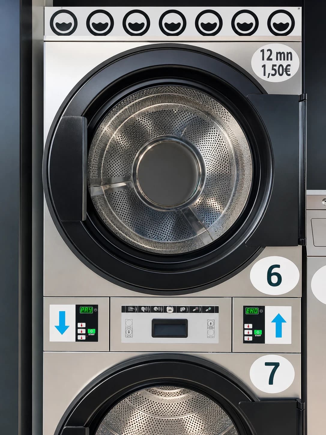Sèche-linge grande capacité de la laverie Wash'n Dry Cynthieu